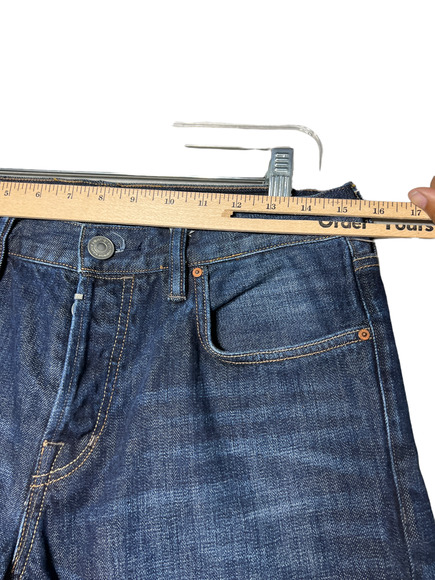 AllSaints Mens size 32 x 32 Rigg Fit Blue Button Fly Straight Leg Denim Jeans - Picture 5 of 11
